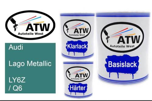 Audi, Lago Metallic, LY6Z / Q6: 1L Lackdose + 1L Klarlack + 500ml Härter - Set, von ATW Autoteile West.